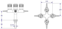FAR Standsäule Gas mit 4 Ventile, Tischmontage-2