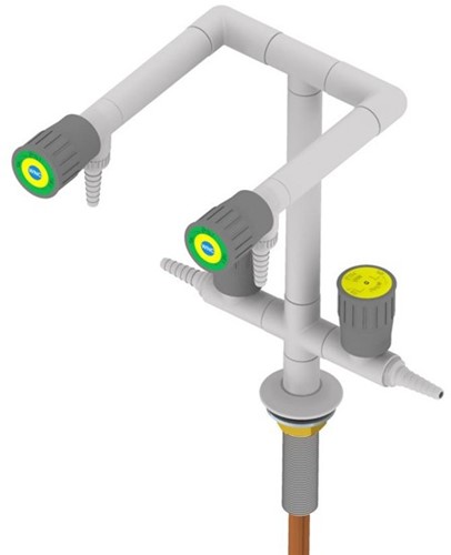 FAR Standsäule mit 2 Wasserhahne 180° und 2 Gashahne 180°
