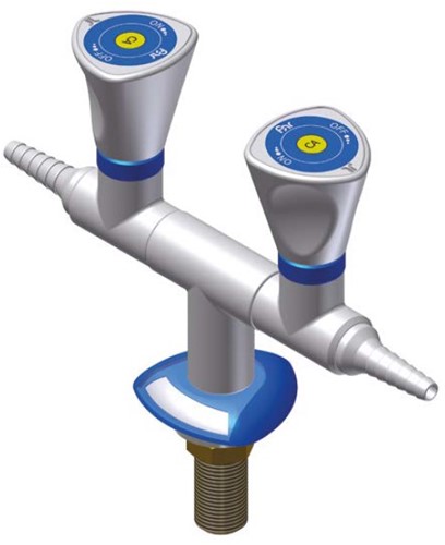 FAR MDS dubbele kraan voor technische gassen 180°