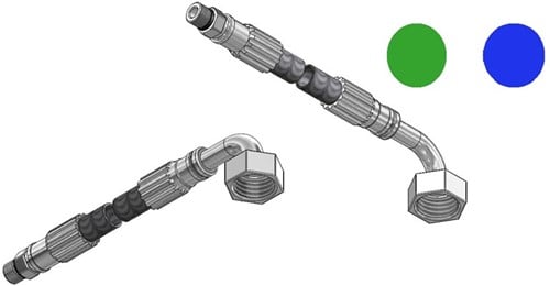 FAR MDS SPX connection hose, 1500mm, M10 x G1/2" 90°