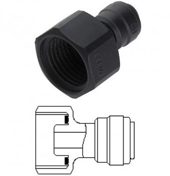 Kunststof verloopkoppeling ø10mm x 1/2" binnendraad