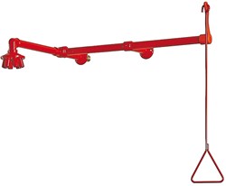 Horizontal overhead safety shower