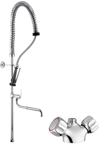 Idral pre-rinse shower with tap, single hole mixer