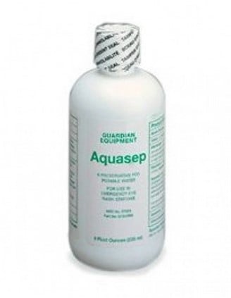 Water preservative for portable eyewash station