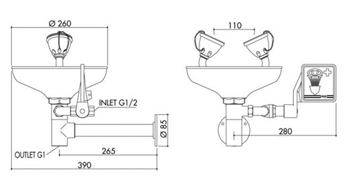 TOF eye shower with wall bracket-2