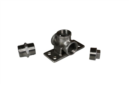 Stainless steel wall plate for body shower, flow-through connection