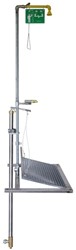 Stepp-on platform shower, connection below ground