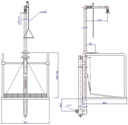 Stepp-on platformdouche, aansluiting ondergronds-2