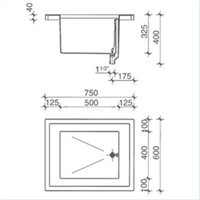 PP spoelblad met spoelbak 600 x 750mm-2