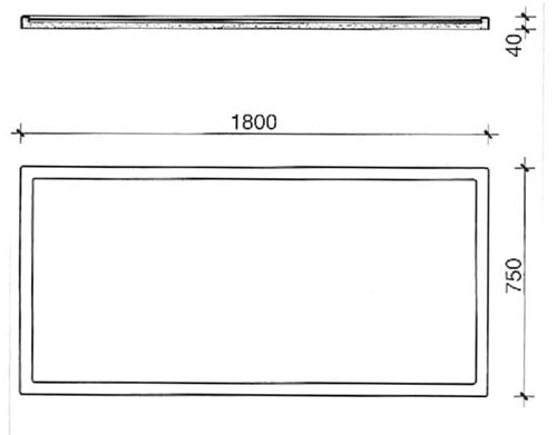 PP Tischplatte mit Wulstrand 1800 x 750mm-2