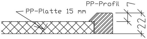PP worktop with raised edge, up to 600mm wide-3