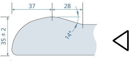 KeraLab op maat gesneden werkblad, voorzijde ronde waterkering, lichtgrijs (ALU)