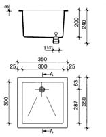 PP Spülbecken 300x300x200mm