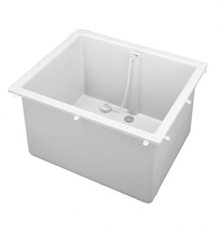 PP spoelbak 500x400x300mm met overloop aan lange zijde