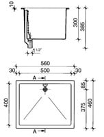 PP Spülbecken 500x400x300mm mit Überlauf an 500mm Seite-2