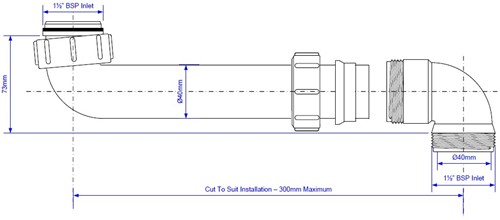Labstream PP space saver trap inlet 1½" x 1½" white-2