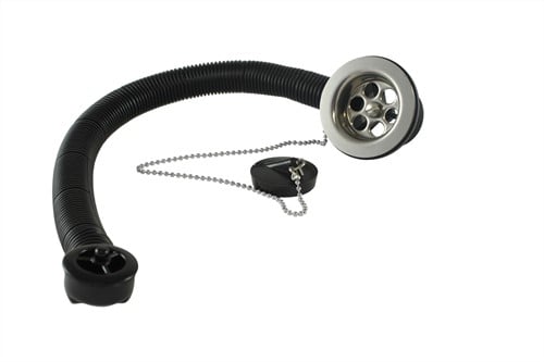 Labstream PP afvoerplug 1,5" met overloop, kelk AISI 316